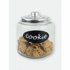 Home Basics Glass Cookie Jar With Metal Top Storage & Organization