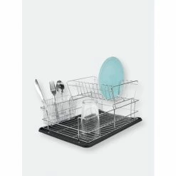 Home Basics Deluxe 2 Tier Dish Rack, Black Tools & Accessories