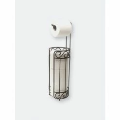 Home Basics Scroll Collection Freestanding Dispensing Toilet Paper Holder, Bronze Bath Accessories