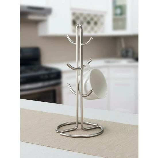 Home Basics Simplicity Collection Satin Nickel Mug Tree Storage & Organization - Image 2