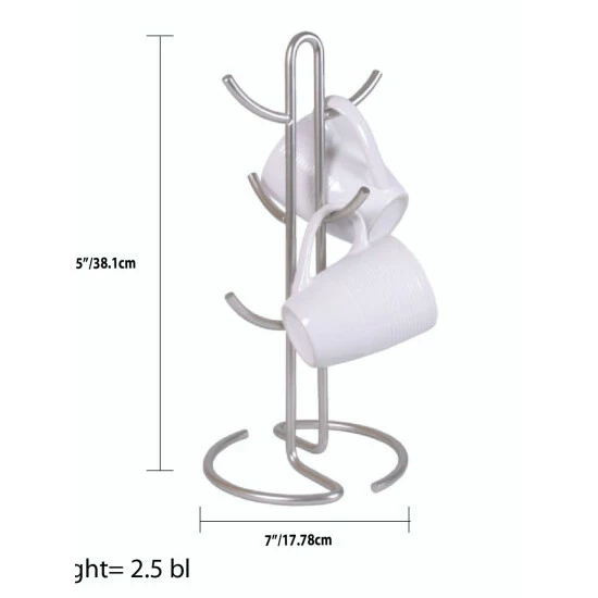 Home Basics Simplicity Collection Satin Nickel Mug Tree Storage & Organization - Image 5