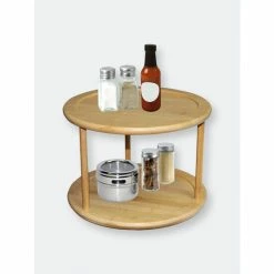 Home Basics 2 Tier Bamboo Lazy Susan Storage & Organization