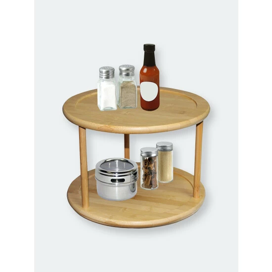 Home Basics 2 Tier Bamboo Lazy Susan Storage & Organization