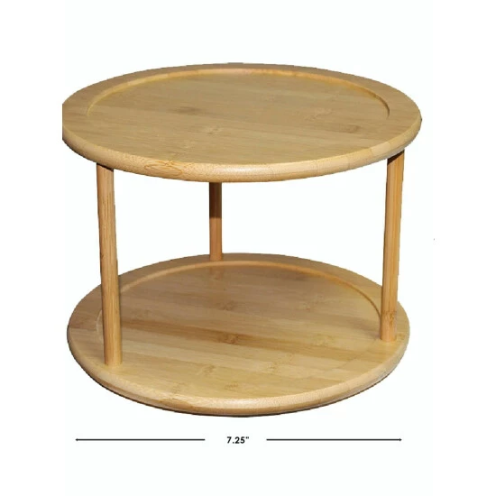 Home Basics 2 Tier Bamboo Lazy Susan Storage & Organization - Image 4