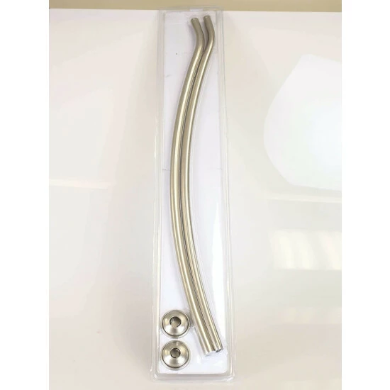 Home Basics Steel Curved Shower Rod, Satin Nickel Bath Accessories