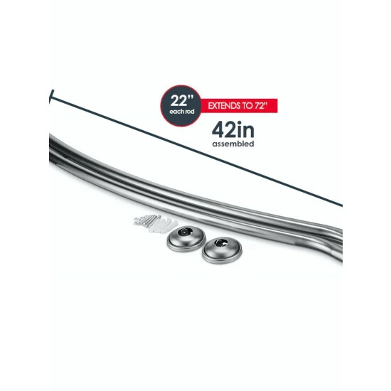 Home Basics Steel Curved Shower Rod, Satin Nickel Bath Accessories - Image 4
