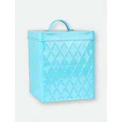 Home Basics Trellis Collection Small Tin Canister, Turquoise Storage & Organization