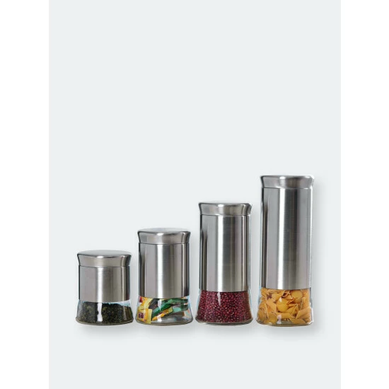 Home Basics Essence Collection 4 Piece Stainless Steel Canister Set Storage & Organization