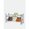 Home Basics 2-Tier Chrome Expandable Shoe Rack Storage & Organization