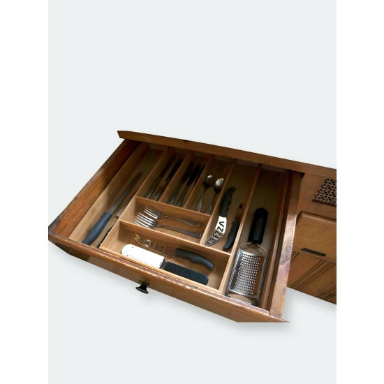 Home Basics Expandable 8 Compartment Bamboo Cutlery Tray, Natural Knives & Cutting Boards