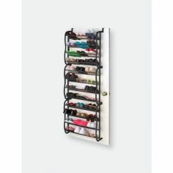 Home Basics 36 Pair Over The Door Steel Shoe Rack, Black Storage & Organization