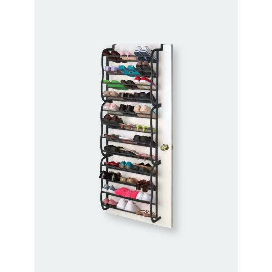 Home Basics 36 Pair Over The Door Steel Shoe Rack, Black Storage & Organization