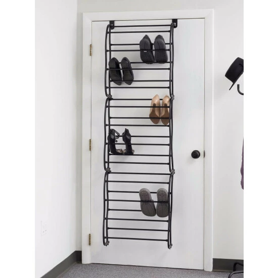 Home Basics 36 Pair Over The Door Steel Shoe Rack, Black Storage & Organization - Image 2
