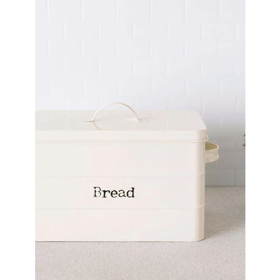 Home Basics Tin Bread Box, Ivory Storage & Organization - Image 2