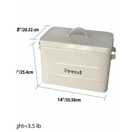 Home Basics Tin Bread Box, Ivory Storage & Organization - Image 8