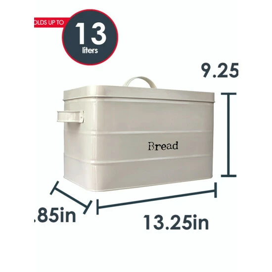 Home Basics Tin Bread Box, Ivory Storage & Organization - Image 9