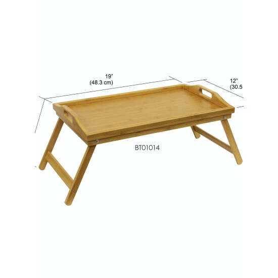 Home Basics Multi-Purpose Folding Rustic Bamboo Bed Tray With Cut-out Handles Storage & Organization - Image 6