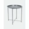Home Basics Foldable Round Multi-Purpose Side Accent Metal Table, Silver Storage & Organization