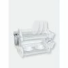 Home Basics 2 Tier Plastic Dish Drainer, White Tools & Accessories