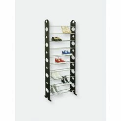 Home Basics Stackable 30 Pair Metal And Plastic Shoe Rack, Black Storage & Organization
