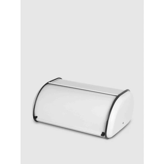 Home Basics Roll-Top Lid Steel Bread Box, White Tools & Accessories