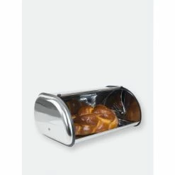 Home Basics Roll-Top Lid Stainless Steel Bread Box, Silver Storage & Organization