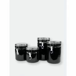 Home Basics 4 Piece Canister Set With Stainless Steel Tops Storage & Organization