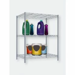 Home Basics 3 Tier Steel Wire Shelf, Grey Storage & Organization