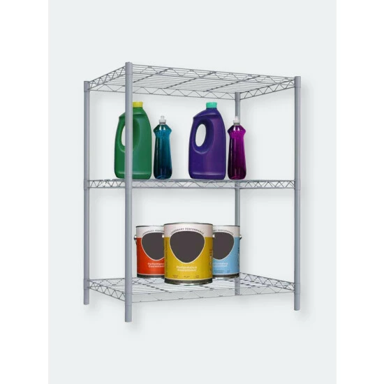 Home Basics 3 Tier Steel Wire Shelf, Grey Storage & Organization