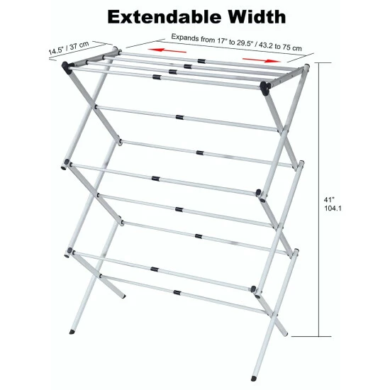 Home Basics Sunbeam 3-Tier Expandable Clothes Dryer Storage & Organization - Image 4