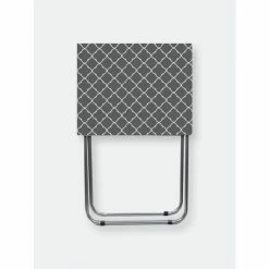 Home Basics Lattice Multi-Purpose Foldable Table, Grey/White Storage & Organization