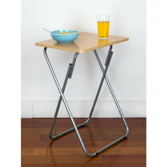 Home Basics Multi-Purpose Foldable Table, Natural Storage & Organization - Image 2