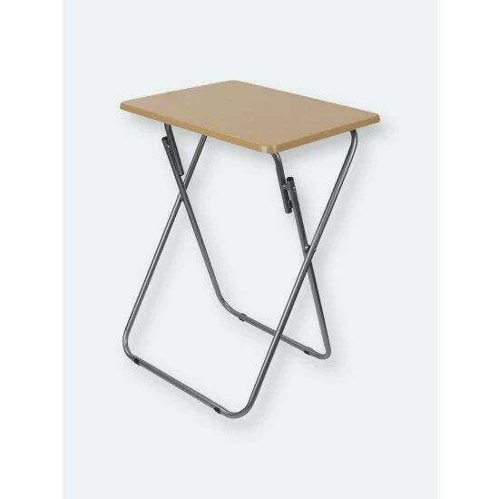 Home Basics Multi-Purpose Foldable Table, Natural Storage & Organization - Image 4