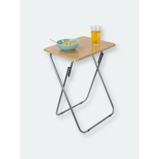 Home Basics Multi-Purpose Foldable Table, Natural Storage & Organization - Image 6