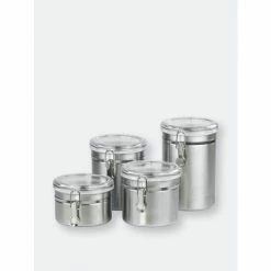 Home Basics 4 Piece Stainless Steel Canister Set Tools & Accessories
