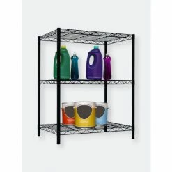 Home Basics 3 Tier Steel Wire Multi-Purpose Free-Standing Heavy Duty Shelf, Black Storage & Organization