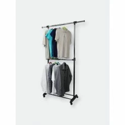 Home Basics 2 Tier Expandable Garment Rack, Black Storage & Organization
