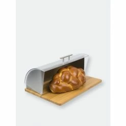 Home Basics Bread Box With Wood Base And Acrylic Lid, Natural Tools & Accessories