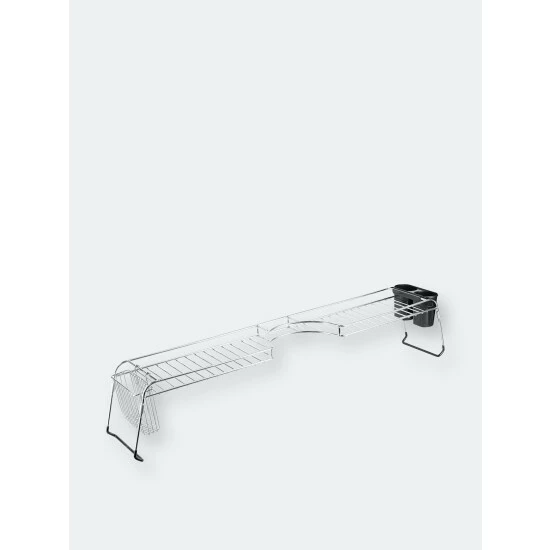 Home Basics Chrome Plated Steel Faucet Spacer Over The Sink Shelf With Cutlery Holder Knives & Cutting Boards - Image 5
