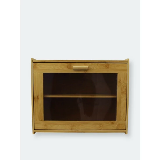 Home Basics 2 Tier Bamboo Bread Box With Peek-Through Acetate Window, Natural Storage & Organization - Image 3
