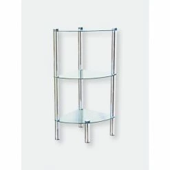 Home Basics 3 Tier Multi Use Arc Glass Corner Shelf, Clear Tools & Accessories