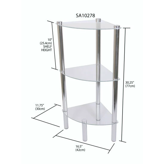Home Basics 3 Tier Multi Use Arc Glass Corner Shelf, Clear Tools & Accessories - Image 5