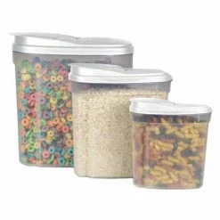 Home Basics 3 Piece Plastic Cereal Containers Tools & Accessories