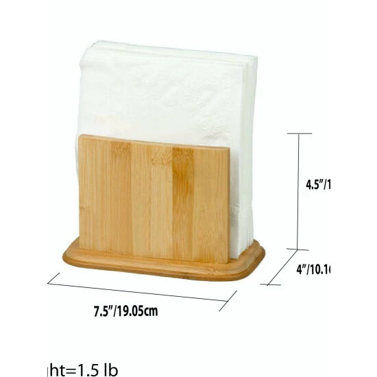 Home Basics Premium Bamboo Freestanding Large Capacity Napkin Holder, Natural Storage & Organization - Image 3