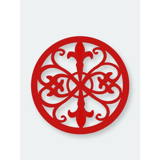 Home Basics Fleur De Lis Collection Cast Iron Trivet, Red Storage & Organization