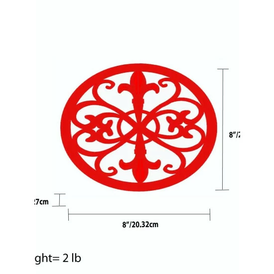 Home Basics Fleur De Lis Collection Cast Iron Trivet, Red Storage & Organization - Image 3