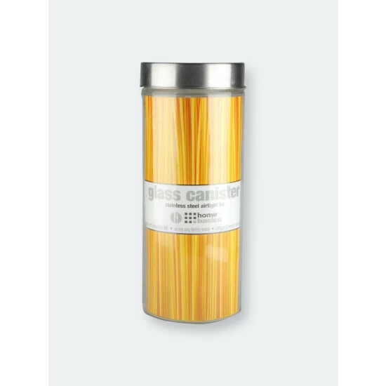 Home Basics X-Large 67oz. Round Glass Canister With Air-Tight Stainless Steel Twist Top Lid, Clear Storage & Organization