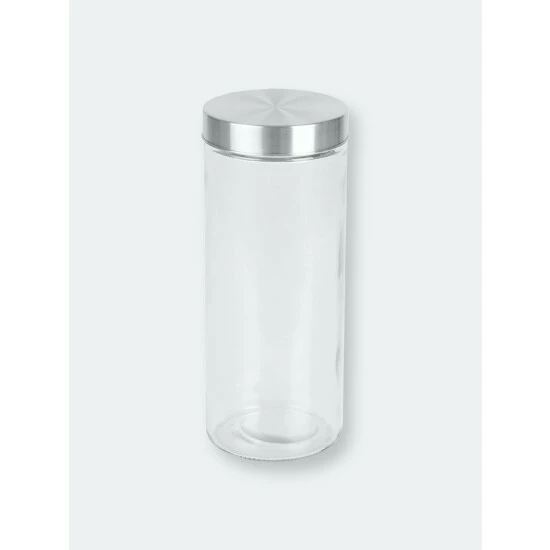 Home Basics X-Large 67oz. Round Glass Canister With Air-Tight Stainless Steel Twist Top Lid, Clear Storage & Organization - Image 4