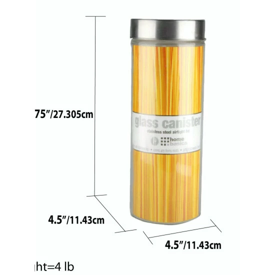 Home Basics X-Large 67oz. Round Glass Canister With Air-Tight Stainless Steel Twist Top Lid, Clear Storage & Organization - Image 6