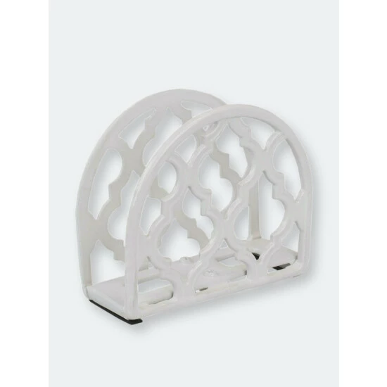 Home Basics Lattice Collection Cast Iron Napkin Holder, White Storage & Organization - Image 5